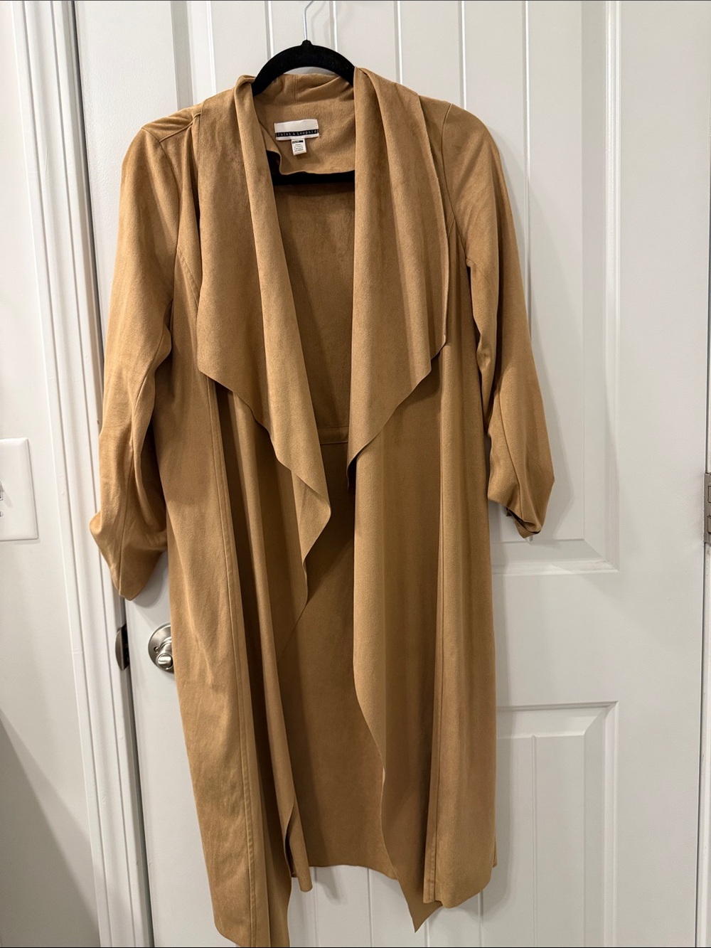 Jules & Leopold Draped Open-Front Cardigan - Camel